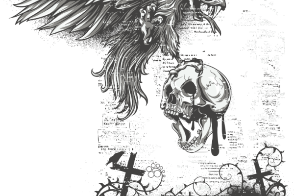 老鹰骷髅头字母图案服装T恤烫图印花花型素材