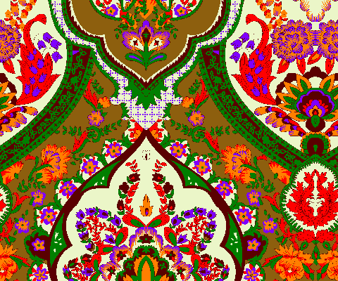 复古民族风植物花纹矢量图服装纺织面料水印数码印花金昌花型素材