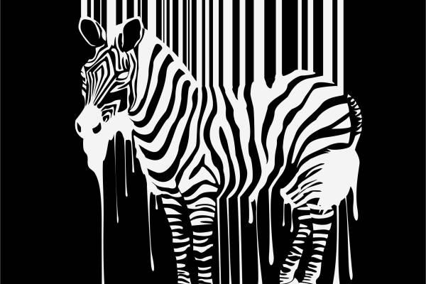 动物斑马黑白条纹字母矢量图服装T恤裁片烫图印花花型素材