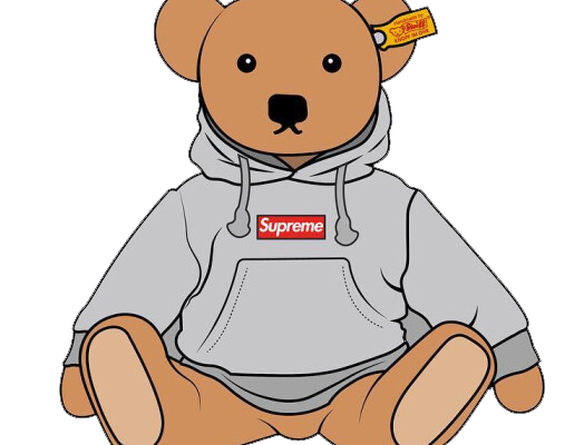 玩具熊字母Supreme图案服装T恤裁片烫图印花花型素材
