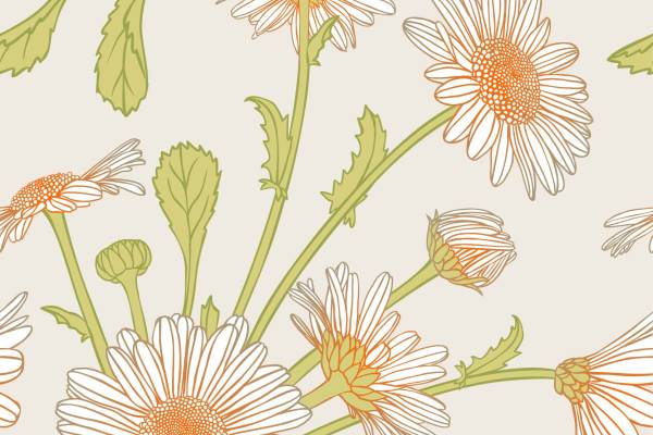 植物花朵菊花矢量图服装纺织面料数码印花花型素材