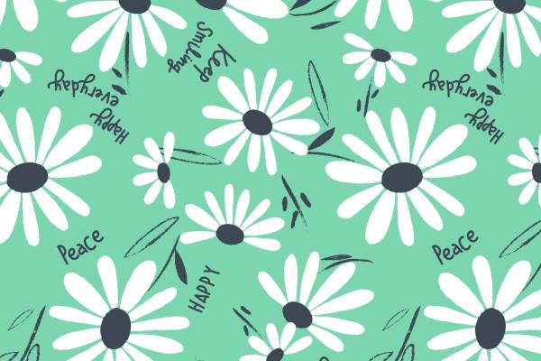 植物菊花花朵字母矢量图服装纺织面料数码印花花型素材