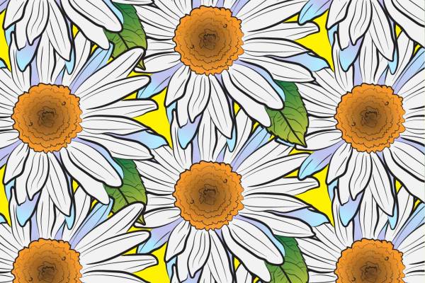 植物菊花花朵拼接矢量图服装纺织面料数码印花花型素材