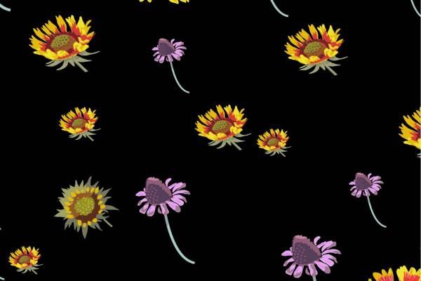 菊花花朵印花矢量图服装纺织面料数码印花花型素材