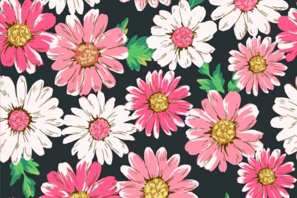 多彩植物菊花花朵印花矢量图服装纺织面料数码印花花型素材