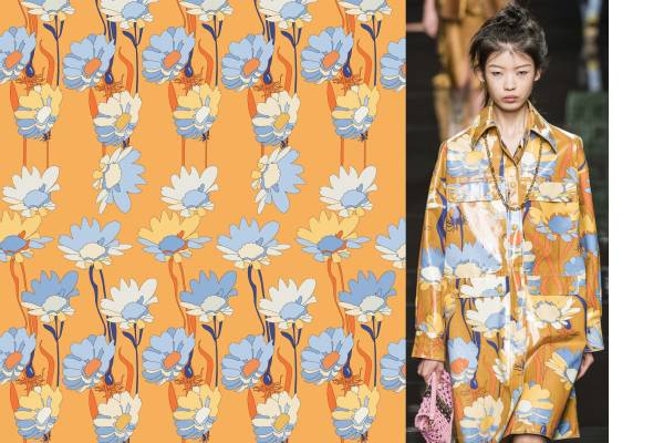 植物菊花花朵印花矢量图服装纺织面料数码印花花型素材