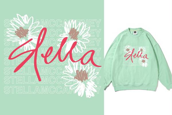 几何字母线条花朵矢量图服装T恤裁片烫图印花花型素材