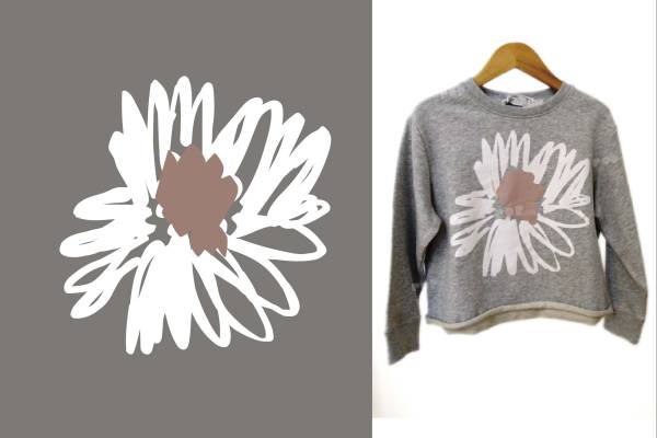 服装线条拼接花朵矢量图T恤裁片烫图印花花型素材