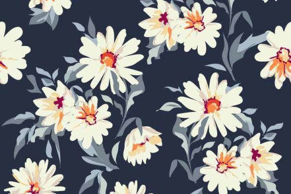 纺织植物花卉菊花花朵印花矢量图服装面料数码印花花型素材