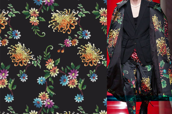 多彩植物花朵菊花矢量图服装纺织面料数码印花花型素材