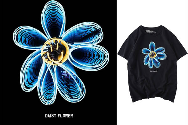 几何荧光线条拼接花型矢量图服装T恤裁片烫图印花花型素材