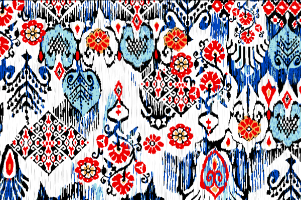 复古几何植物花纹拼接矢量图服装纺织面料水印数码印花金昌花型素材