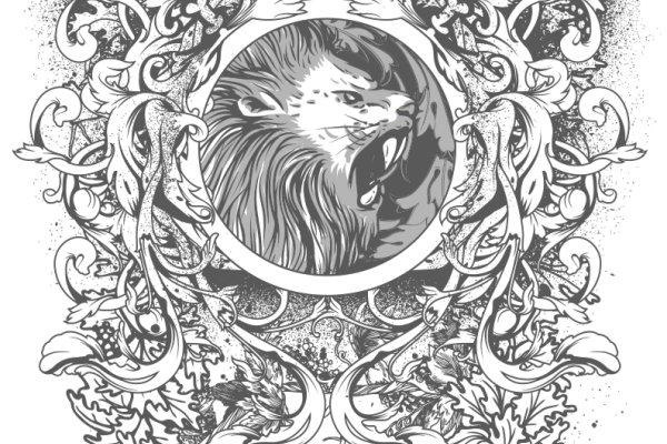 几何花纹狮子头图案服装T恤裁片烫图印花花型素材