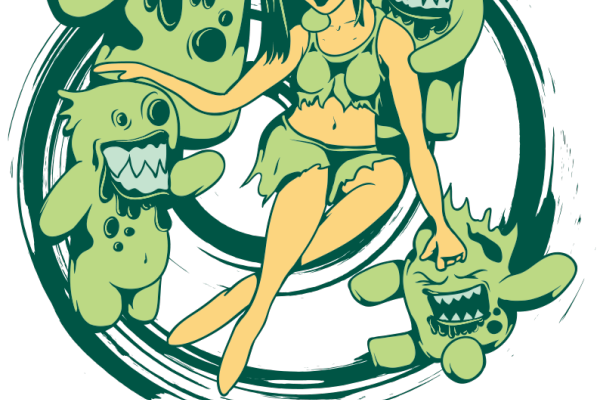 怪兽几何涂鸦免抠图服装T恤裁片烫图印花花型素材