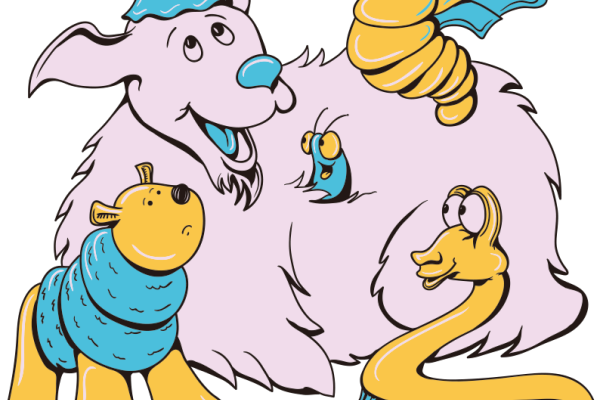 卡通怪兽免抠图服装T恤裁片烫图印花花型素材