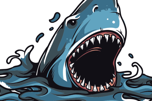 动物鲨鱼免抠图服装T恤裁片烫图印花花型素材
