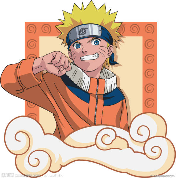 卡通动漫火影忍者鸣人图案服装t恤裁片烫图印花花型素材