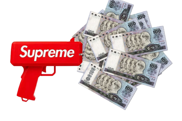 Supreme手枪人民币图案服装T恤裁片烫图印花花型素材