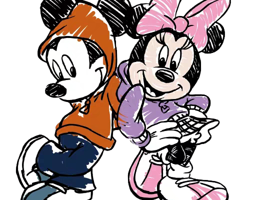 卡通动漫米奇免抠图服装T恤裁片烫图印花花型素材