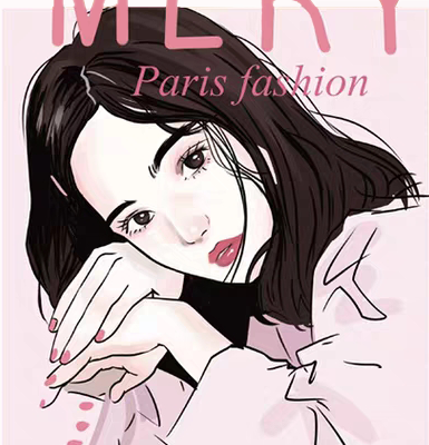 女士人物字母图案服装T恤裁片烫图印花花型素材