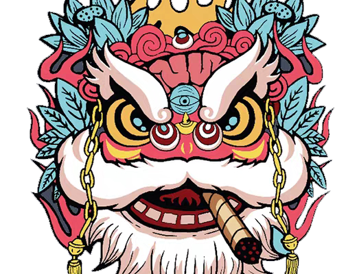 卡通年兽免抠图服装T恤裁片烫图印花花型素材