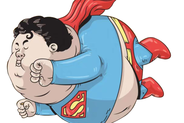 卡通胖超人免抠图服装T恤裁片烫图印花花型素材