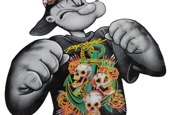 卡通动漫大力水手免抠图服装T恤裁片烫图印花花型素材