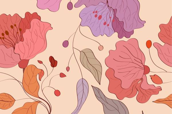 植物大花朵拼接印花矢量图服装纺织面料数码印花花型素材