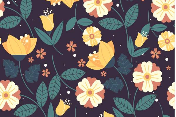 植物花朵拼接印花矢量图服装纺织面料数码印花花型素材