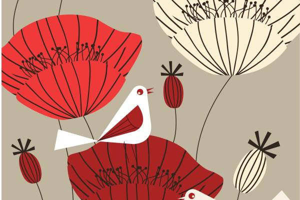 扇形几何花纹鸟类拼接印花矢量图服装纺织面料数码印花花型素材