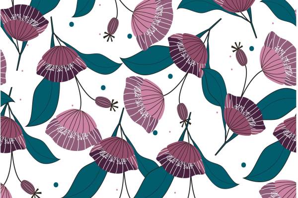 植物扇形花朵拼接印花矢量图服装纺织面料数码印花花型素材