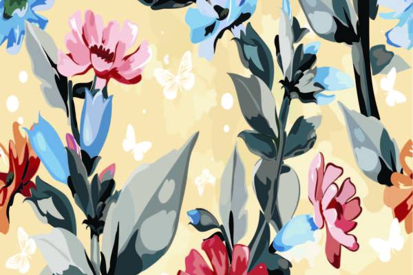 植物花卉印花拼接矢量图服装纺织面料数码印花花型素材