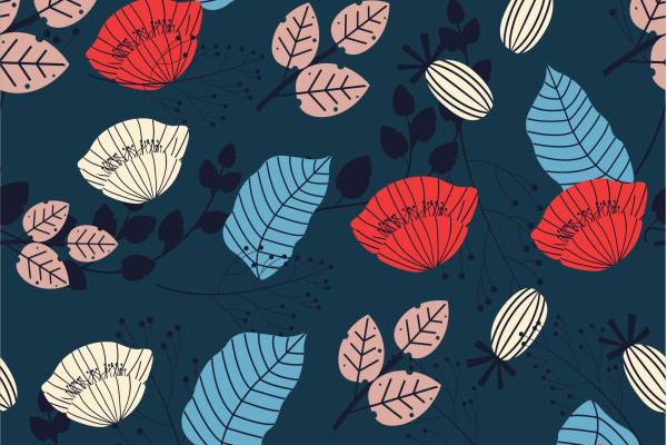 几何花纹植物叶子印花矢量图服装纺织面料数码印花花型素材