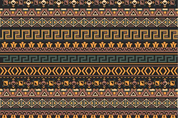 复古几何图案拼接印花矢量图服装纺织面料数码印花花型素材