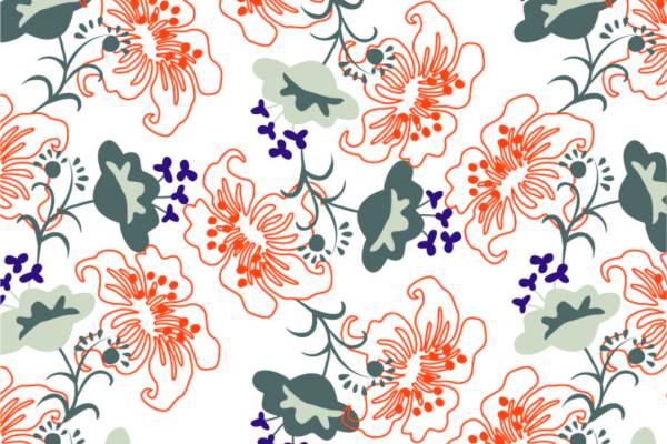 几何百合花印花矢量图服装纺织面料数码印花花型素材