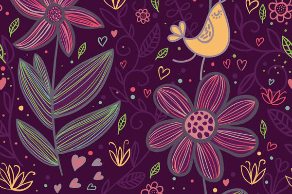 卡通几何植物花纹印花矢量图服装纺织面料数码印花花型素材