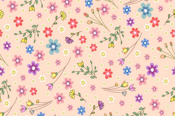 植物小花朵印花矢量图服装纺织面料数码印花花型素材