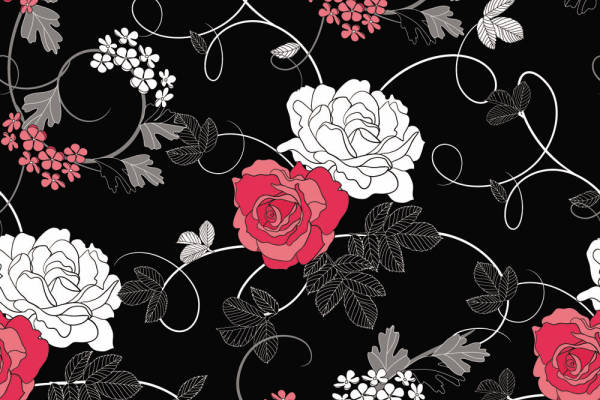 植物牡丹花小花朵拼接印花矢量图服装纺织面料数码印花花型素材