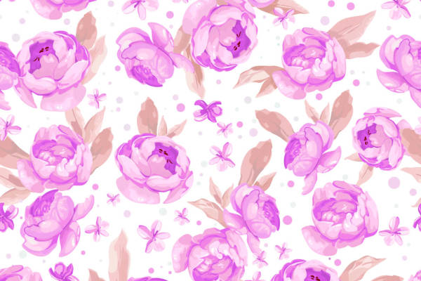 紫色花卉拼接印花矢量图服装纺织面料数码印花花型素材