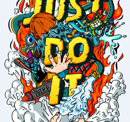 卡通几何花纹耐克JUST DO IT印花图案服装T恤裁片烫图印花花型素材