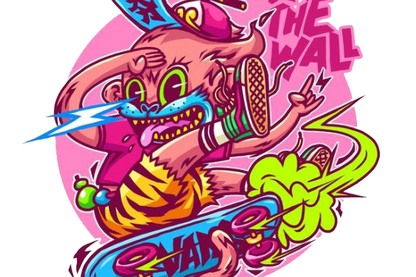 卡通人物滑板字母VANS印花图案服装T恤裁片烫图印花花型素材