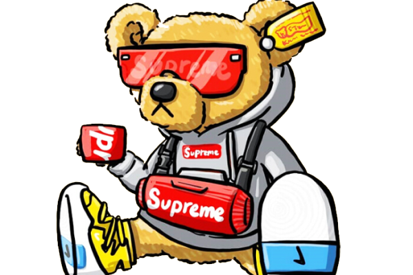 卡通熊字母Supreme印花图案服装T恤裁片烫图印花花型素材