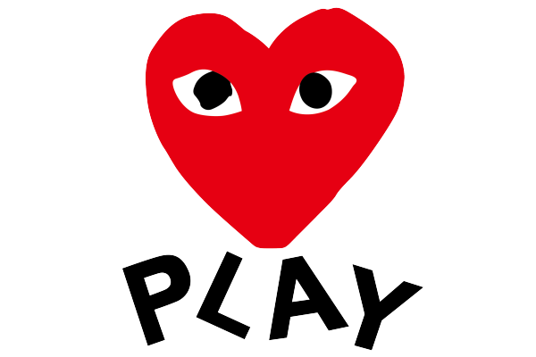 潮牌PLAY心形印花图案服装T恤裁片烫图印花花型素材