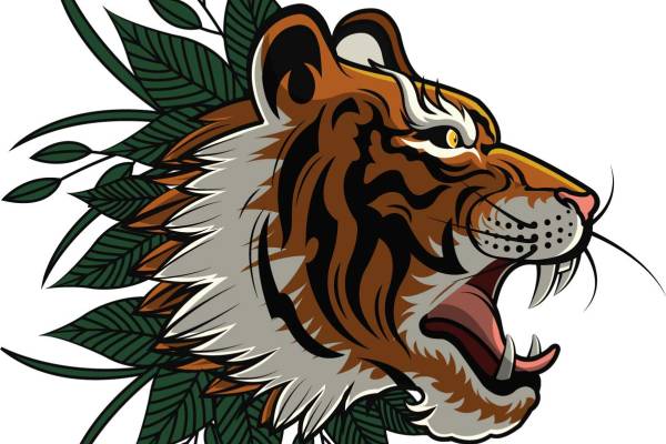 几何动物老虎花纹印花矢量图服装T恤裁片烫图印花花型素材