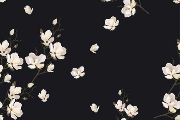 白色植物花朵拼接印花花型服装纺织面料数码印花花型素材