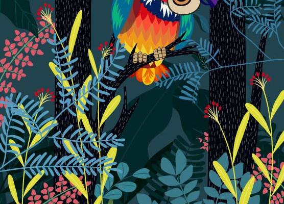 几何植物花卉猫头鹰印花图案服装T恤裁片烫图印花花型素材