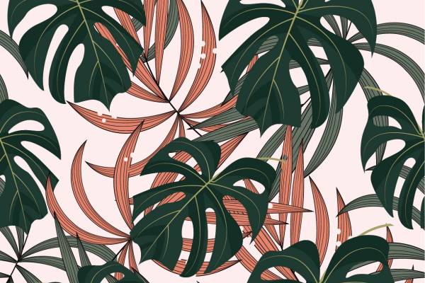 几何植物叶子拼接印花矢量图服装纺织面料数码印花花型素材