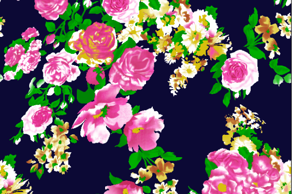 植物玫瑰花朵印花矢量图服装纺织面料水印数码印花花型素材