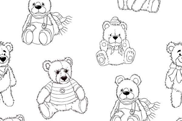 卡通小熊印花花型素材服装纺织面料数码印花花型素材