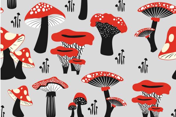 几何植物蘑菇印花矢量图服装纺织面料数码印花花型素材